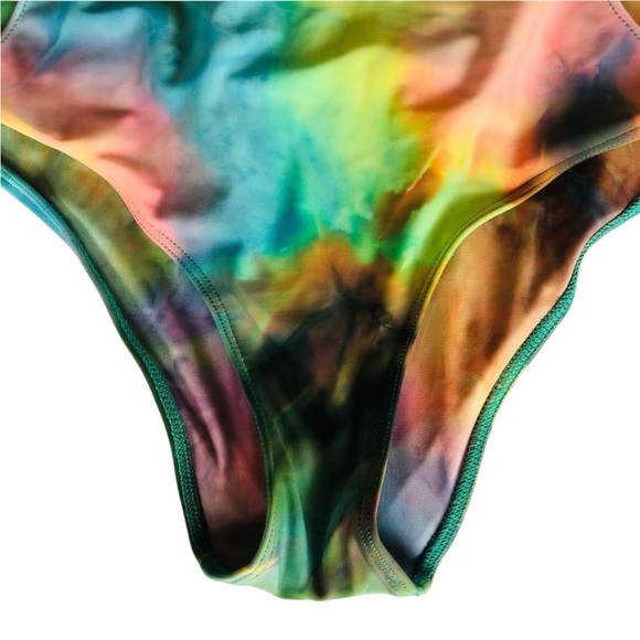 Lolli Rainbow Tie Dye Side Heart Cut Out One Piece Swim Suit - Picture 8 of 14